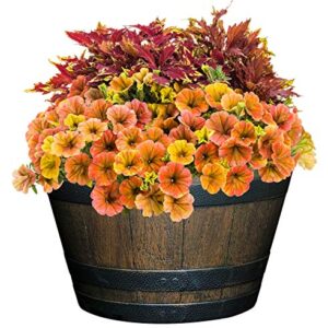 Classic Home and Garden S1027D-037Rnew Whiskey Barrel Planter, 20.5", Kentucky Walnut