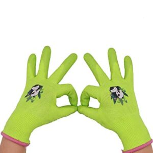 HANDLANDY Kids Gardening Gloves for Age 2-13 Latex Free, 3 Pairs Nitrile Coated Toddler Garden Gloves for Childrens Little Girls Boys Youth (Size 2（for age 2-4）)