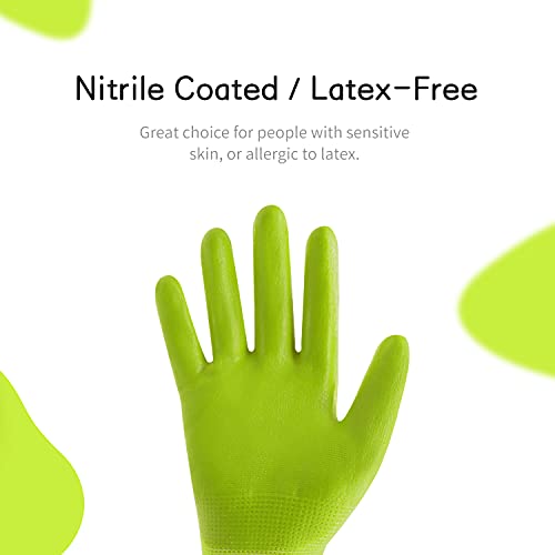 HANDLANDY Kids Gardening Gloves for Age 2-13 Latex Free, 3 Pairs Nitrile Coated Toddler Garden Gloves for Childrens Little Girls Boys Youth (Size 2（for age 2-4）)