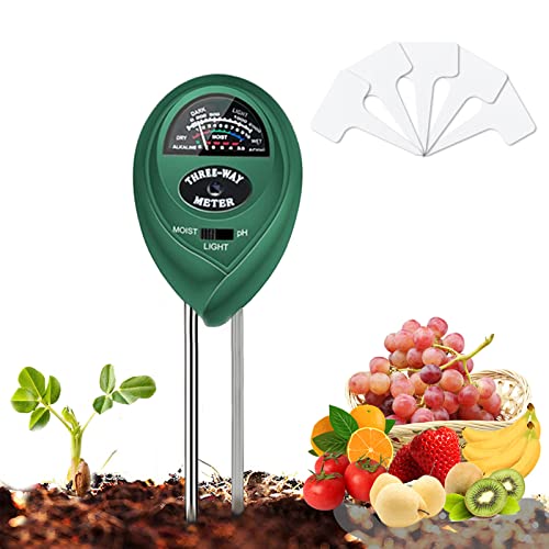 KUNELL PAPO Soil Test Kit for Moisture, pH& Sunlight Meter,3 in 1 Soil Tester for Plant, Vegetables, Garden, Lawn, Farm, Indoor/Outdoor Use (No Battery Need)（Green）