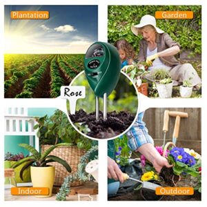 KUNELL PAPO Soil Test Kit for Moisture, pH& Sunlight Meter,3 in 1 Soil Tester for Plant, Vegetables, Garden, Lawn, Farm, Indoor/Outdoor Use (No Battery Need)（Green）