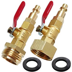 lomodo winterize blowout adapter winterizing tool with 1/4″ quick connect plug and 3/4″ garden hose threading, brass quick fitting with ball valve for blowing out water to winterize water lines