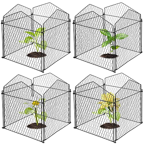 DECOHS 4 Packs Garden Plant Protector Cage-Chicken Wire Cloche Plant Protectors-Wire Plant Protectors for Protecting Vegetables Plants Flowers Shrubs from Animals