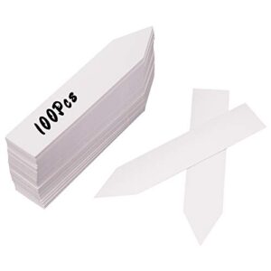 4 inch plastic plant labels, 100pcs nursery garden stake tags waterproof potted marker for vegetables seedlings herb sign, white