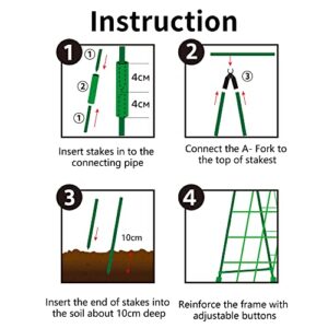 DECOHS A-Frame Metal Garden Trellis Set for Raised Bed-47x 47 Inch Detachable Cucumber Climbing Trellis with Net and Clips-Garden Climbing Trellis for Outdoor Plant Cucumber Flowers Vegetables