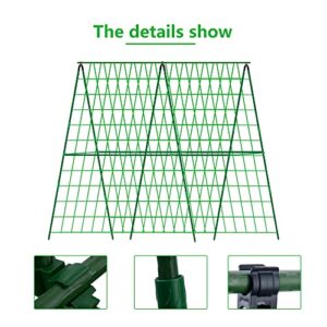 DECOHS A-Frame Metal Garden Trellis Set for Raised Bed-47x 47 Inch Detachable Cucumber Climbing Trellis with Net and Clips-Garden Climbing Trellis for Outdoor Plant Cucumber Flowers Vegetables