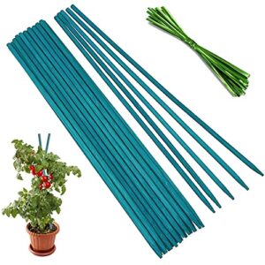 garden wood stakes,hounang green bamboo plant support stakes,flower/orchid/tomato wooden stakes for gardening,plant stakes and supports for potted plants – 25pcs 18 inches