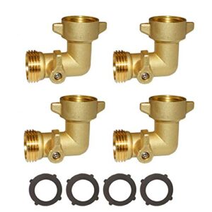 90 degree garden hose elbow with shut off valve hose elbow 3/4″ ght garden hose elbow brass garden hose rv adapter water hose 90 degree elbow 4pcs+ 4 pressure washers