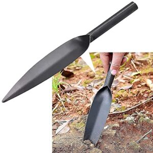 willow leaf-shaped garden trowel tool 12-inch hand shovel high-carbon steel material one-piece forged heavy duty manual tool potting digging transplanting planting weeding (grey)
