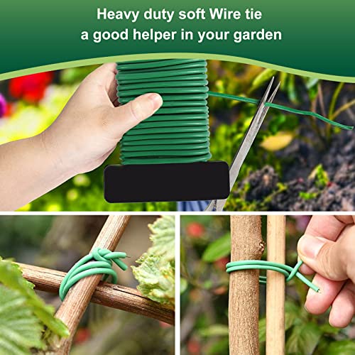 PQPB Garden Twist Ties Soft Reusable Rubber Wire Green Heavy Duty Plant Support Twine for Gardening,Office,Home (2PCS X 32.8feet, Total 65.8feet),Green ,Rubber Plant Ties Green 65.6ft(PQ10)