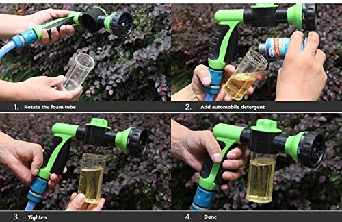 Hjkiopc Garden Hose Nozzle Adjustable Hose Spray Nozzle High Pressure 8 Watering Pattern with 3.5Oz Soap Sprayer Power Garden Water Hose Foam Nozzle Sprayer for Car Washing Pet Shower