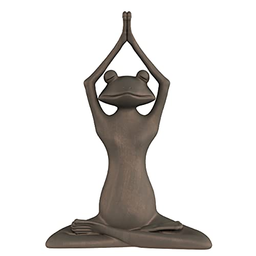 Pure Garden Stretching Yoga Frog Lawn and Garden Décor, Bronze