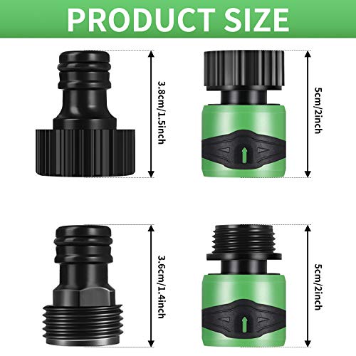 18 Pieces Quick Garden Hose Connector 3/4 Inch Thread Male and Female Hose Connectors Plastic Water Hose Fittings Hose End Adapters with 24 Pieces Rubber Gaskets and Roll of Tape