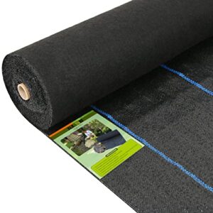 xlx turf 5.3oz garden weed barrier heavy duty landscape fabric 3 ft x 50 ft, thick woven weed block control, black mulch for ground cover geotextile fabric