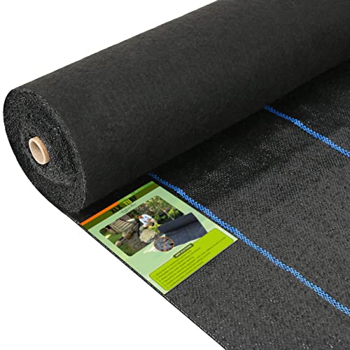 XLX TURF 5.3oz Garden Weed Barrier Heavy Duty Landscape Fabric 3 FT x 50 FT, Thick Woven Weed Block Control, Black Mulch for Ground Cover Geotextile Fabric