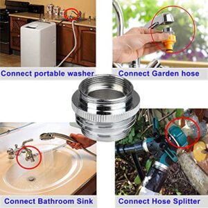 WHK Faucet Adapter Faucet to Hose Adapter Multi-Thread Garden Hose Adapter kitchen Sink Faucet Adapter to Garden Hose Brass Aerator Adapter for Female to Male and Male to Male-Chrome plated (2pack）