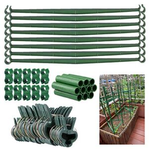 puting tomato cage connector kit, 24 pcs stake arms & 10 pcs connectors & 20 pcs plant support clips & 10 pcs stake buckles, for any 11mm diameter garden plant stakes