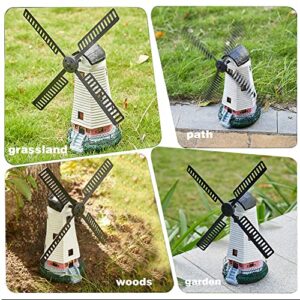 pearlstar Solar Garden Outdoor Windmill Lighthouse - 20" Solar Powered LED Lighthouse Garden Statue Waterproof Decorative Light for Landscape Decor Lawn Garden Table Patio Pathway Yard