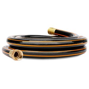 black-orange garden short hose 5/8 in. x 6 ft. hose reel lead in hose, male/female solid brass fittings, no leaking, short connector hose for water softener, dehumidifier, camp rv, janitor sink hose
