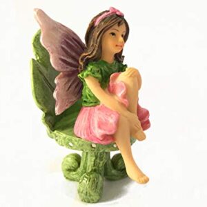 Miniature Fairy Garden Furniture Set: Leaf Bistro Set with Tea Set for Fairies and Garden Gnomes