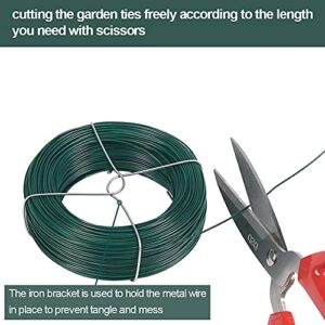 328 Feet Plant Twist Tie Plastic Coated Soft Garden Metal Wire 1mm Thin for Gardening, Home, Office (Green)