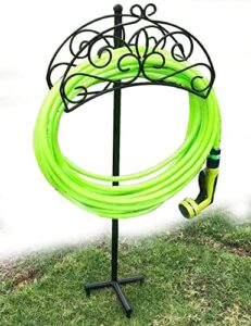 treezitek garden hose holder hanger detachable metal sturdy water hose storage stand for outside yard lawn,black