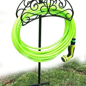 TREEZITEK Garden Hose Holder Hanger Detachable Metal Sturdy Water Hose Storage Stand for Outside Yard Lawn,Black