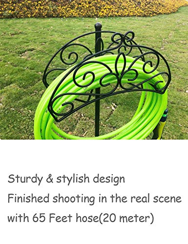 TREEZITEK Garden Hose Holder Hanger Detachable Metal Sturdy Water Hose Storage Stand for Outside Yard Lawn,Black