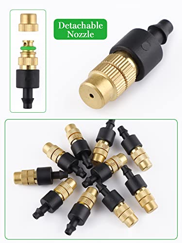 30PCS Adjustable Copper Atomizing Nozzle Kalolary Drip Irrigation Sprayer 4/7mm Atomizing Micro Sprinkler Garden Cooling Irrigation Equipment for Lawn Vegetables Greenhouse (Short)