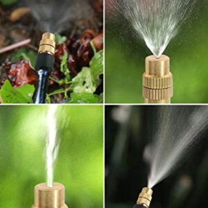 30PCS Adjustable Copper Atomizing Nozzle Kalolary Drip Irrigation Sprayer 4/7mm Atomizing Micro Sprinkler Garden Cooling Irrigation Equipment for Lawn Vegetables Greenhouse (Short)