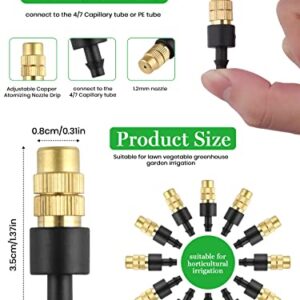 30PCS Adjustable Copper Atomizing Nozzle Kalolary Drip Irrigation Sprayer 4/7mm Atomizing Micro Sprinkler Garden Cooling Irrigation Equipment for Lawn Vegetables Greenhouse (Short)