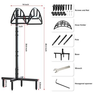 Garden Hose Holders for Outside,Detachable Garden Hose Holder Metal Freestanding Hose Holder, Heavy Duty Water Hose Holder for Garden Yard Lawn Black