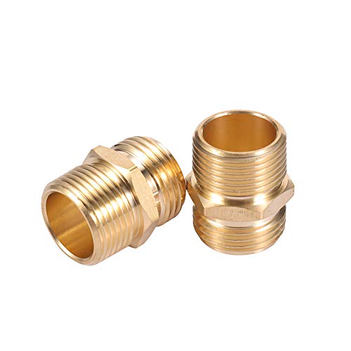 ZKZX Garden Hose Adapter,3/4" GHT Male x 3/4" NPT Male Connector with 3/4" GHT Female x 3/4" NPT Male Connector,Brass Pipe to Garden Hose Fitting Connect 4pcs with Extra 8 Rubber Washers (3/4NPT)