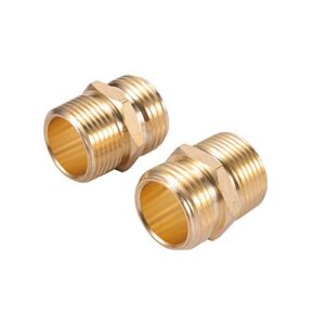 ZKZX Garden Hose Adapter,3/4" GHT Male x 3/4" NPT Male Connector with 3/4" GHT Female x 3/4" NPT Male Connector,Brass Pipe to Garden Hose Fitting Connect 4pcs with Extra 8 Rubber Washers (3/4NPT)