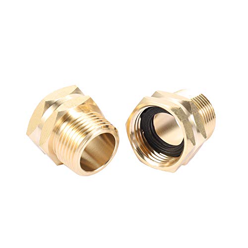 ZKZX Garden Hose Adapter,3/4" GHT Male x 3/4" NPT Male Connector with 3/4" GHT Female x 3/4" NPT Male Connector,Brass Pipe to Garden Hose Fitting Connect 4pcs with Extra 8 Rubber Washers (3/4NPT)