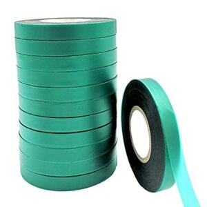 Medoore 12 Rolls 150 Feet Stretch Tie Tape 0.5 Inch Garden Tie Tape Thick Plant Ribbon Garden Green Vinyl Stake for Indoor Outdoor Patio Plant Use