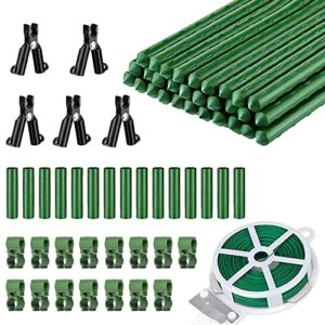 7/16″ garden stakes,30pcs 16″ plant stakes diy 3ft 4ft 5ft 6ft plant support sticks,plant support stake with sturdy steel core to build plant trellis for outdoor garden vegetables