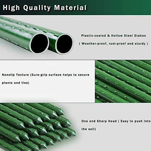 7/16" Garden Stakes,30pcs 16" Plant Stakes DIY 3ft 4ft 5ft 6ft Plant Support Sticks,Plant Support Stake with Sturdy Steel Core to Build Plant Trellis for Outdoor Garden Vegetables