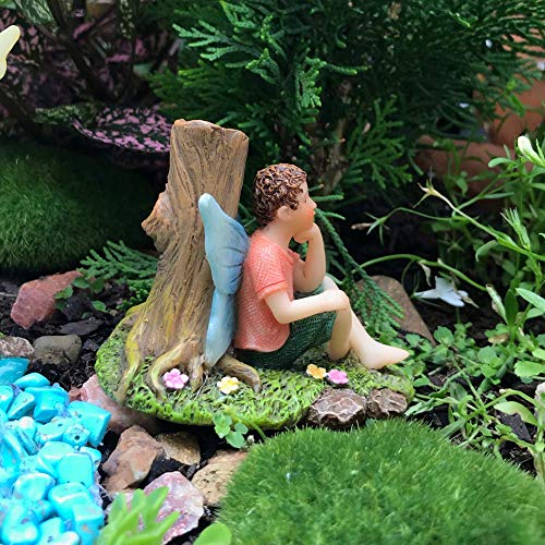 PRETMANNS Fairy Garden Fairy Figurines - Adorable Fishing Boy Garden Fairies - Small Fairies for Gardens - The Boy Fairies are Ideal Accessories for an Outdoor Miniature Garden - 2 Fairies