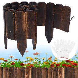wood garden edging border fence with white gloves wooden fence landscape wood border edging for garden yard pathway outdoor patio decoration 8 x 47 inches