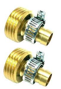 brufer 5022m brass male garden hose thread swivel with 1/2″ barb x 3/4″ght, includes stainless steel clamps – pack of 2 complete fittings with clamps