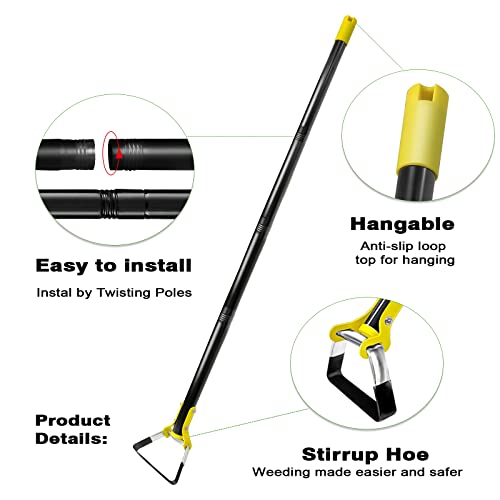 VERNILLA Adjustable Hula Hoe Garden Tool 5.25FT Long Handle Action Hoe Weeding Loop Stirrup Hoe for Weeding and Loosening Soil