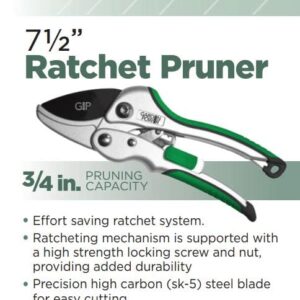 Garden Power Premium Heavy Duty Ratchet Pruning Shears, Professional Hand Pruner Garden Tool, Ergonomic Grip, 8 Inch yard clippers, Quality Carbon Steel with Ratchet Mechanism, ideal for women, senior