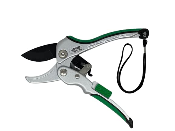 Garden Power Premium Heavy Duty Ratchet Pruning Shears, Professional Hand Pruner Garden Tool, Ergonomic Grip, 8 Inch yard clippers, Quality Carbon Steel with Ratchet Mechanism, ideal for women, senior