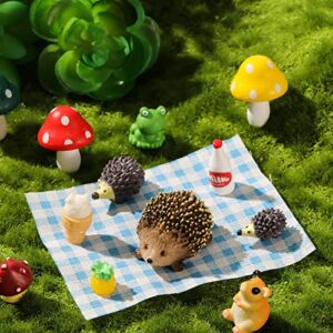 13 Pieces Miniature Fairy Garden Accessories Resin Mini Hedgehogs and Mushroom Garden Accessories Fairy Outdoor Garden Animals Figurines for Fairy Garden Micro Landscape Plant Pots Bonsai Craft Decor