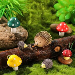 13 Pieces Miniature Fairy Garden Accessories Resin Mini Hedgehogs and Mushroom Garden Accessories Fairy Outdoor Garden Animals Figurines for Fairy Garden Micro Landscape Plant Pots Bonsai Craft Decor