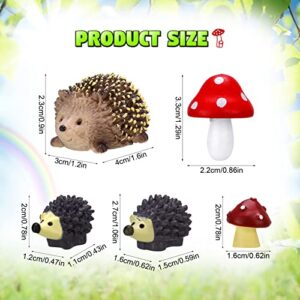 13 Pieces Miniature Fairy Garden Accessories Resin Mini Hedgehogs and Mushroom Garden Accessories Fairy Outdoor Garden Animals Figurines for Fairy Garden Micro Landscape Plant Pots Bonsai Craft Decor