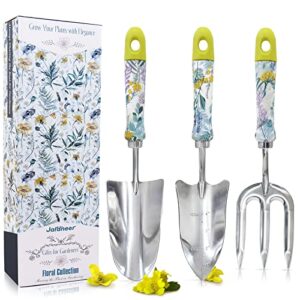 jardineer women gardening set, floral garden tools set 3pcs, garden tools for women stainless steel, ideal gardening gifts for women