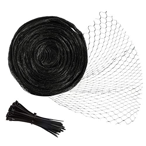 Unves Bird Netting, 13 x 33 Feet Reusable Heavy Duty Fruit Tree Netting with 50pcs Cable Ties, Garden Netting for Seedlings Plants Vegetables Protection from Birds and Animals Reusable Fencing