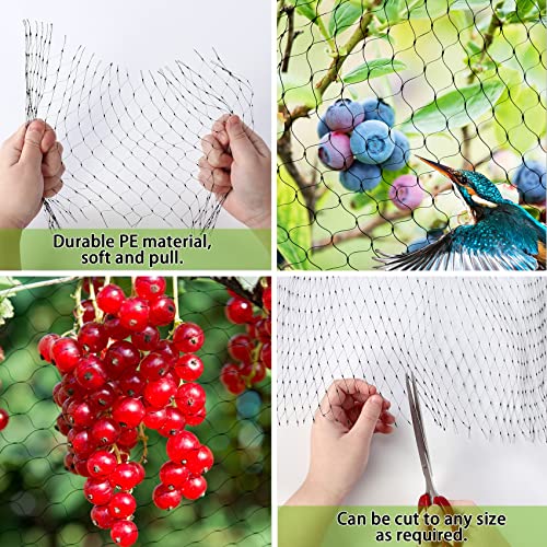 Unves Bird Netting, 13 x 33 Feet Reusable Heavy Duty Fruit Tree Netting with 50pcs Cable Ties, Garden Netting for Seedlings Plants Vegetables Protection from Birds and Animals Reusable Fencing